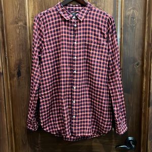 J. Crew 16 Tall Cotton Flannel Long-Sleeved Button-up Shirt w/ Pocket
